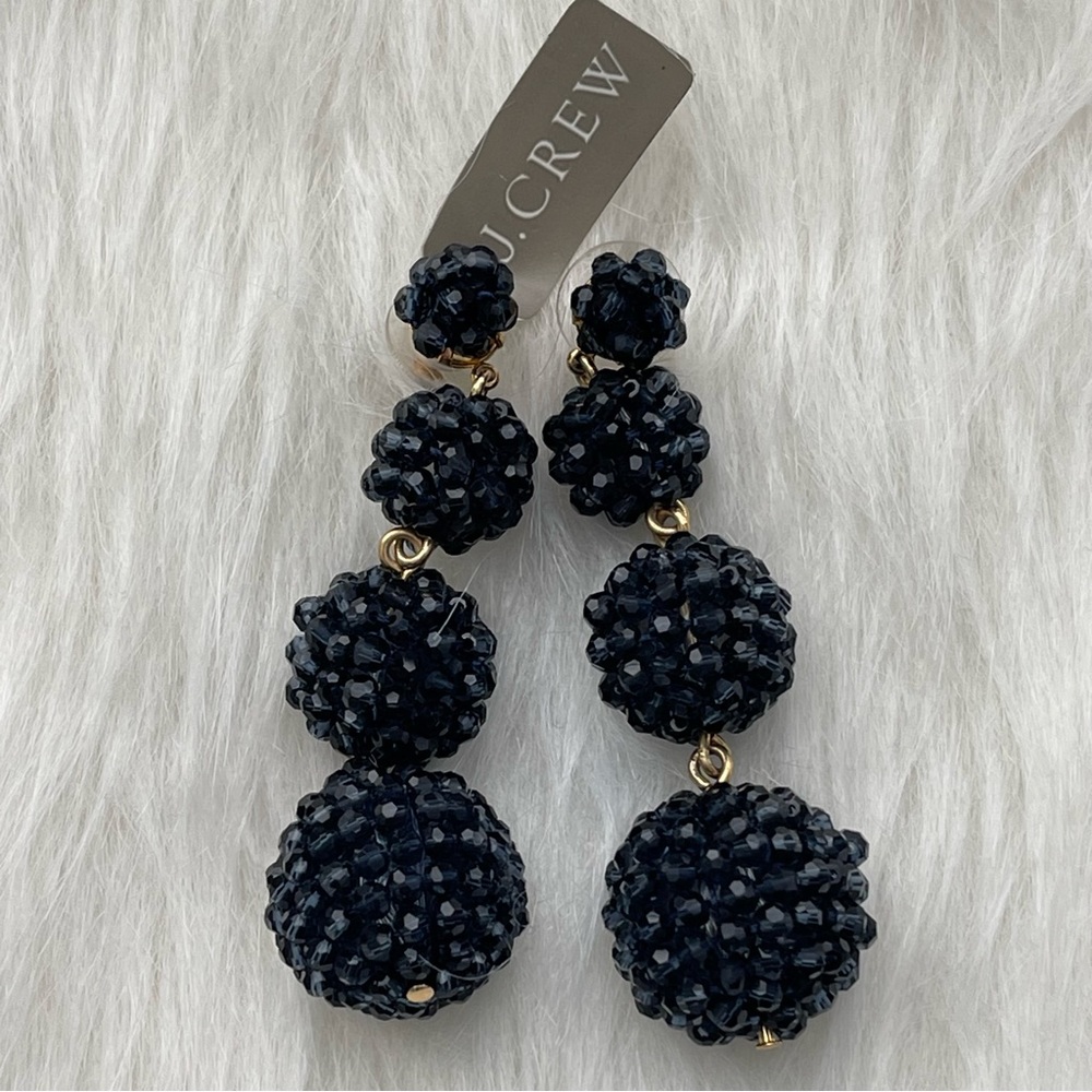 J. Crew Pave Resin Earrings Navy Blue - New